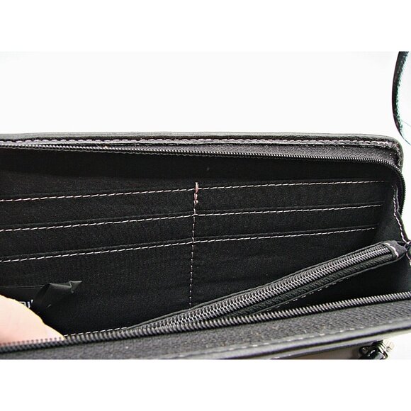 Liz Claiborne Initial B Perfect Clutch Wallet Solid Black Pink Wristlet Full Zip - Picture 6 of 12